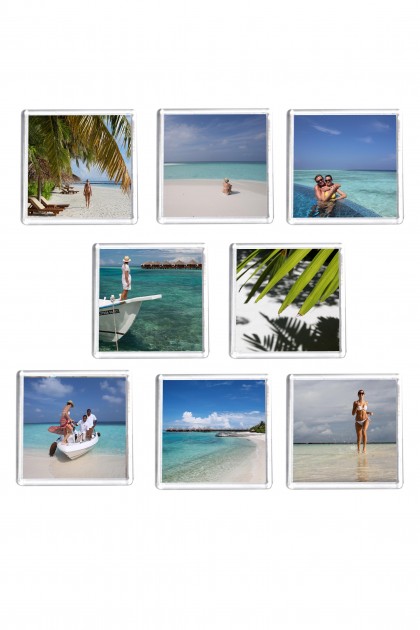 Set of 8 square magnets Maldives Holidays