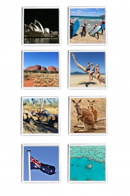 Set of 8 square magnets Australian Holidays